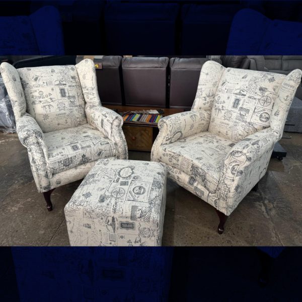 Wingback Chair (Printed Linen) Kraaines Bloemfontein