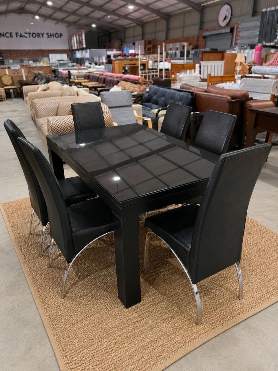 Glass Top 6 Seater Dining Set