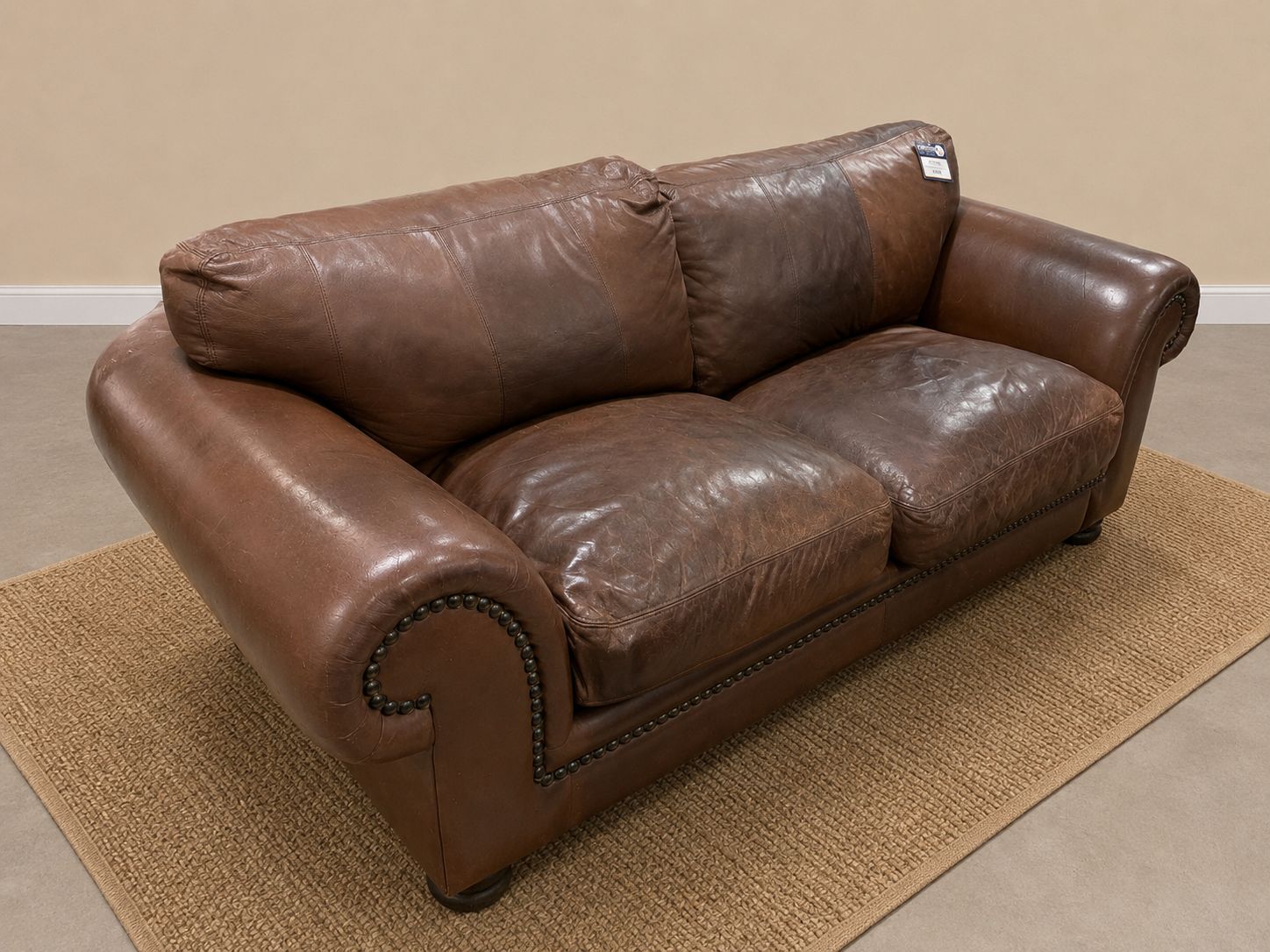 2 Seater Leather Couch (Brown)